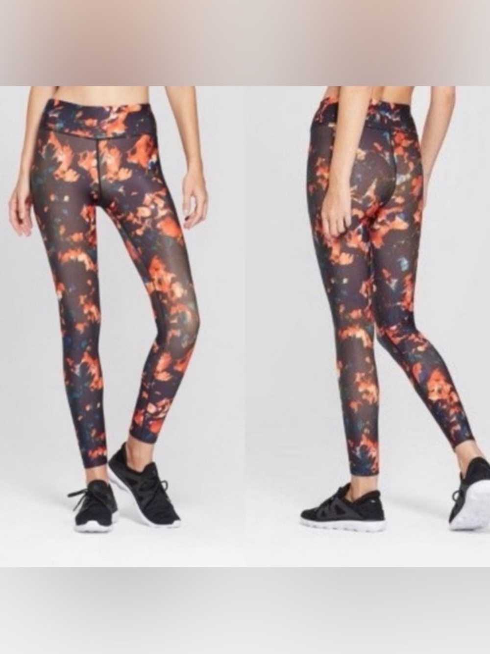 JOYLAB Black Floral Leggings Women’s Size Medium Workout Athleisure Gym Sporty